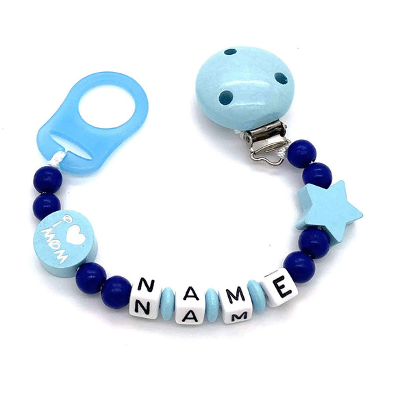 Schnullerkette mit Namen - I love Mom & Dad