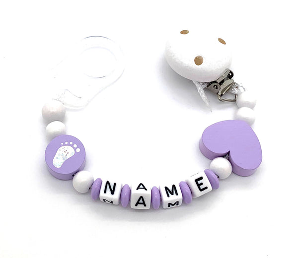 Schnullerkette mit Namen - Baby Fuß